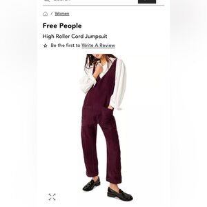 Free People Plum Corduroy Jumpsuit